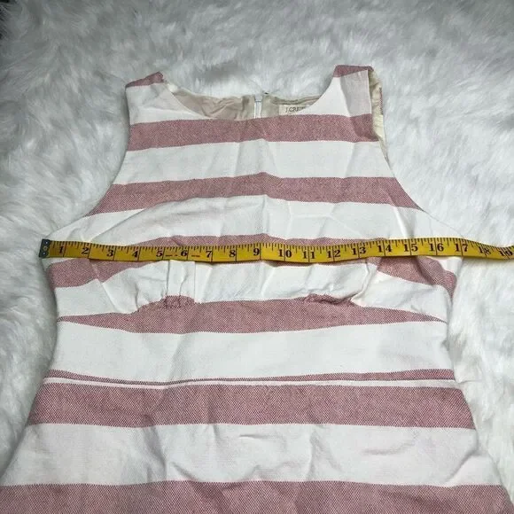 J.Crew Factory Pink White Striped Cotton Linen Sleeveless Sheath Dress Size 8 - Picture 4 of 10